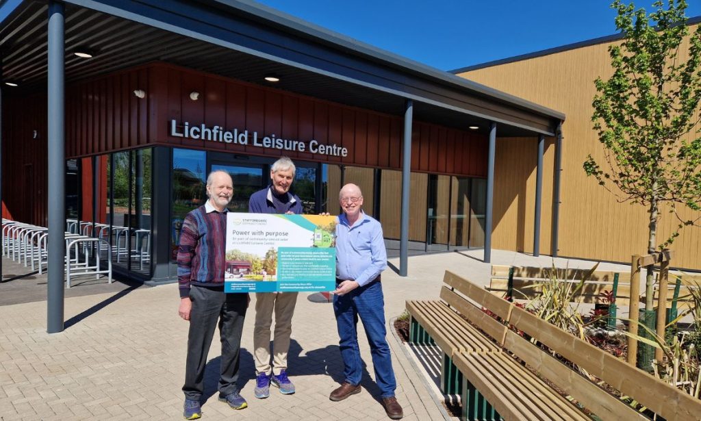 Mike Kinghan, Howard Price & Mark Fitzpatrick outside the Lichfield Lesiure Centre on the day of share offer launch
